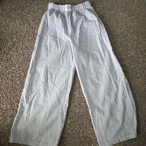 Blue Striped Linen Pants